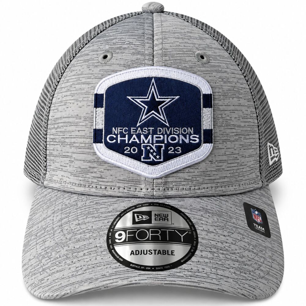 NEW New Era Dallas Cowboys 2023 NFC East Champions 9FORTY Trucker Hat Gray